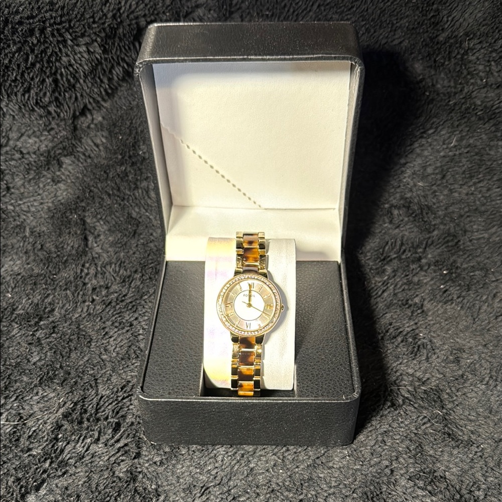 Women's Fossil Virginia Stainless Steel Gold Tone/Tortoise-Shell 30mm Watch